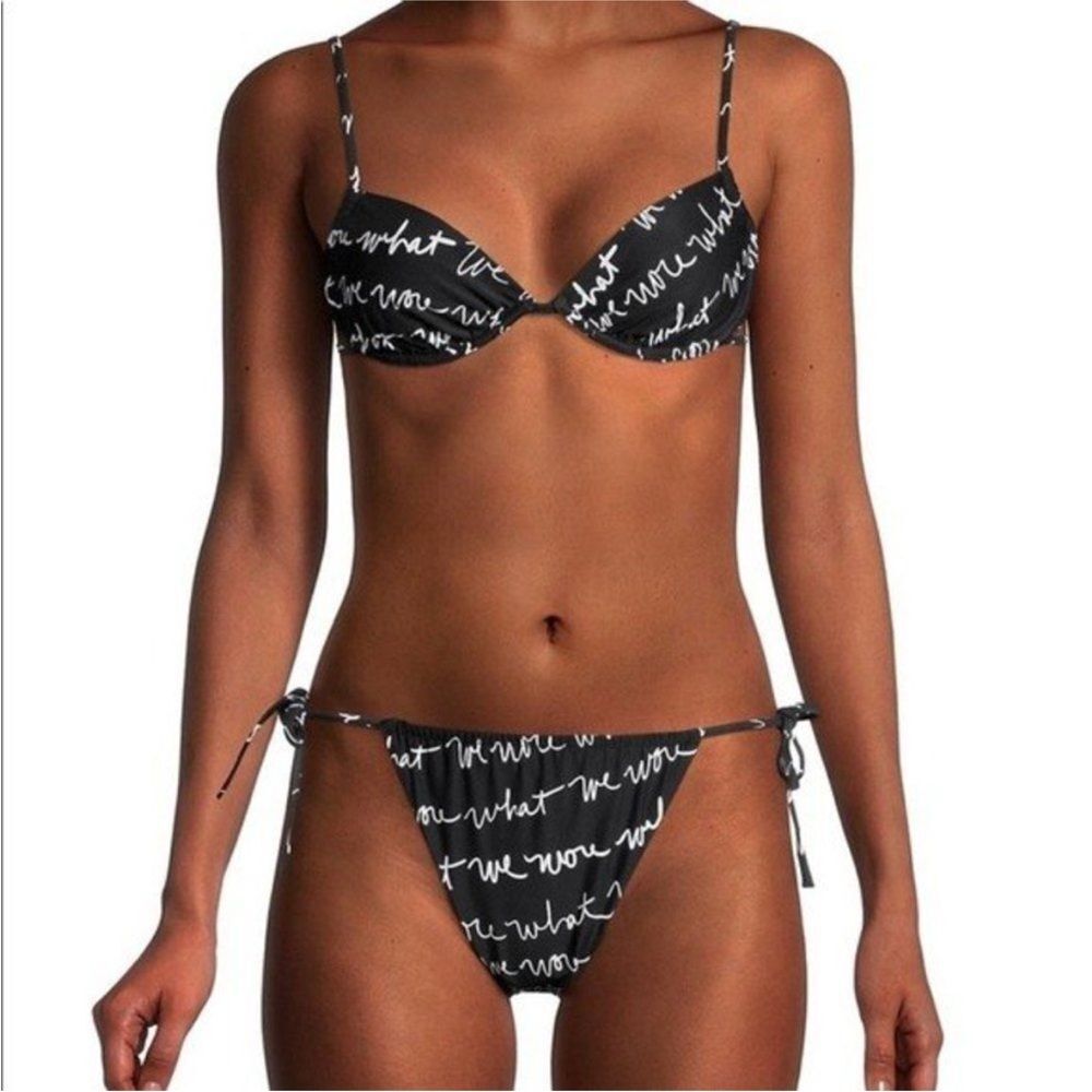 WeWoreWhat Womens Size Medium Print Underwire & Ruched String Bikini Set